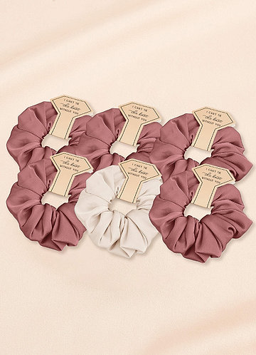 front Matching Color Six-Piece Mixed Color Bridesmaid Stretch Satin Over Size Scrunchie Set