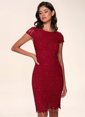 Heavenly Kiss Raspberry Lace Bodycon Dress