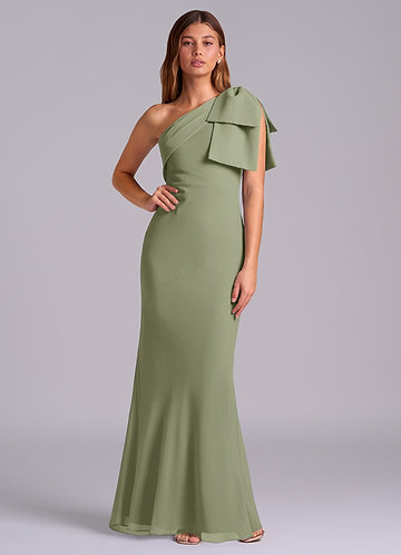Azazie Yuanna Bridesmaid Dresses Pistachio Mermaid One Shoulder Chiffon Dress image1