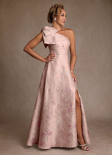 Azazie Margerie Suknie dla Matki Panny Młodej Linia A Jedno ramię Żakard kwiatowy Długość podłogi Sukienka image1