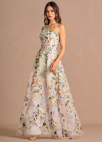 Maribel Blush Pink Multi Maxi Dress front