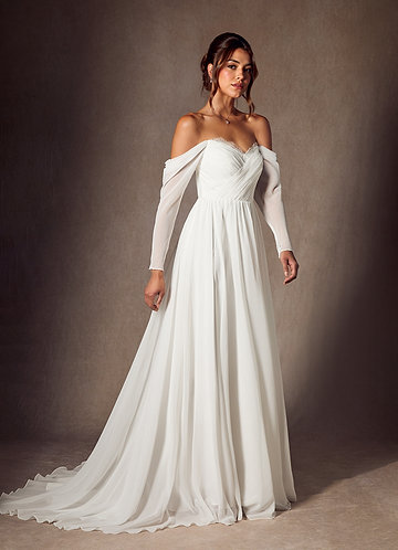 Azazie Lilith Brautkleider A-Linie Herzchen Spitze Chiffon Kleid Diamantweiß image1