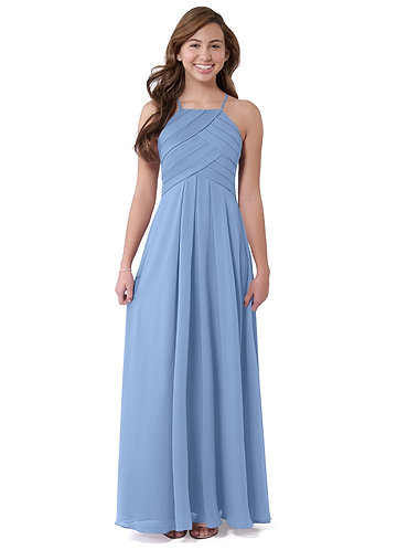 steel blue flower girl dress