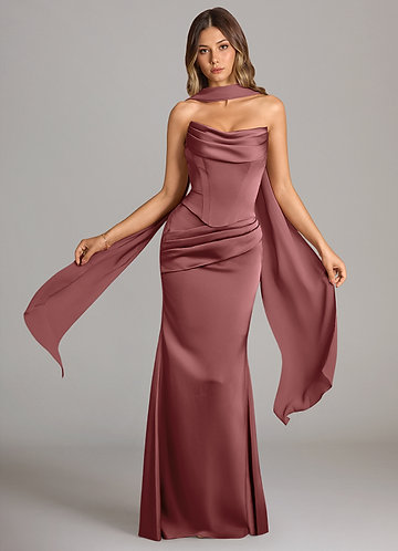 Azazie Sorrel Bridesmaid Dresses Amethyst Mermaid Strapless Stretch Satin Convertible Dress image1