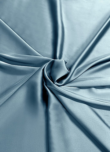 front Azazie Dusty Blue Stretch Satin Fabric By the Yard