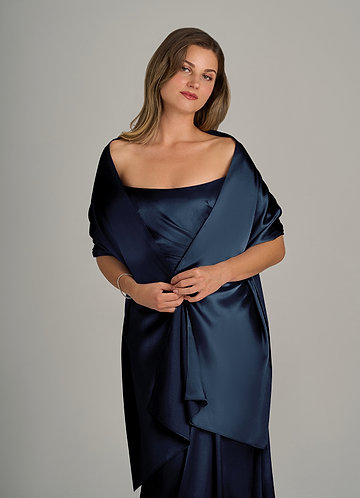 front Azazie Matching Color Metallic Satin Shawl