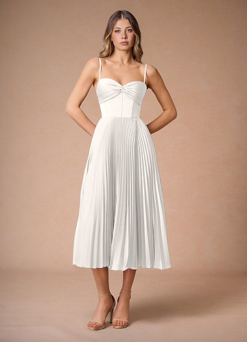 Léna White Pleated Midi Dress image1