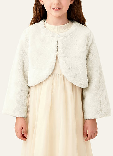 front Flower Girl Faux Fur Jacket