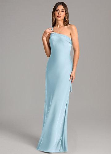 Azazie Monroe Brudtärneklänningar Klänning av Sjöjungfru i Stretch Satin One-shoulder Himmelsblå image1