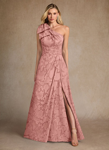 Azazie Easton Mother of the Brides Dresses Rosette Ball-Gown One Shoulder Floral Burnout Dress image1