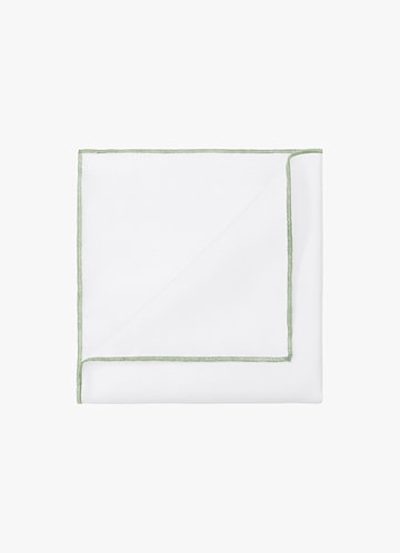 front White Matte Satin Pocket Square with Colored Edge