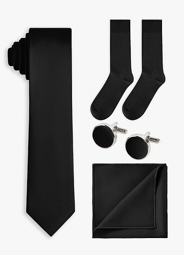 front Matching color 4-Piece Stretch Satin Skinny Tie Set