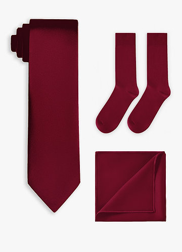front Matching Stretch Satin Wide Tie & Pocket Square & Socks Set