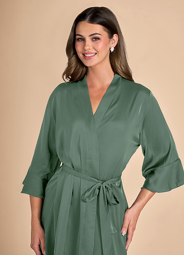 front 2Pc Set of Ruffle Satin Robe