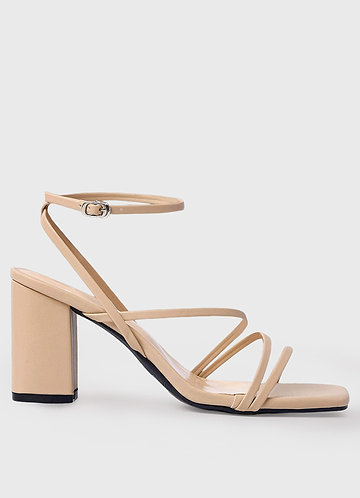 front Ankle Strap Block Heel Sandals