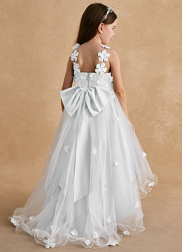 Azazie Celia Flower Girl Dresses Diamond White A-Line Lace Tulle Dress image1