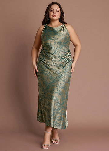 Gelina Platinum Teal Maxi Dress image1