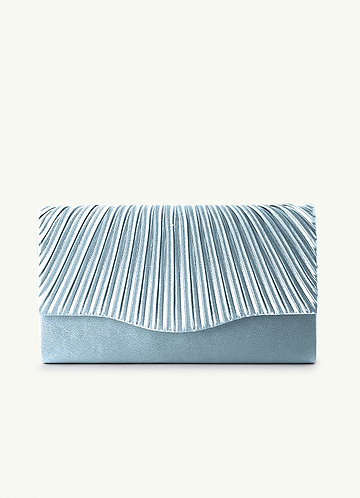 front Matching Color Pleated Metallic Satin Envelope Clutch