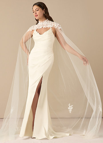 front Azazie Guadalupe Lace Tulle Wrap