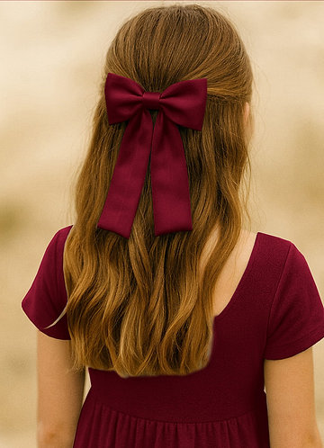 front Girls Satin Bow Hair Clip Set