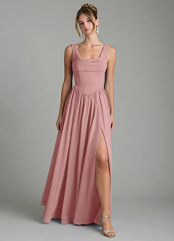 Novi Bridesmaid Dresses Dusty Rose A-Line Pleated Chiffon Dress image1
