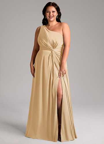 slim fit dress slacks Sage Gold Plus Size Sleeveless Metallic Crinkle Midi Dress main image 0