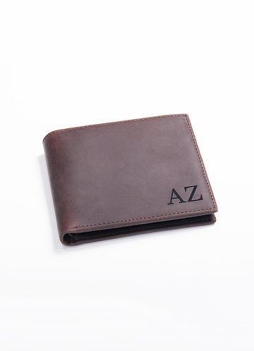 front Personalized Men's Leather Bifold Wallet