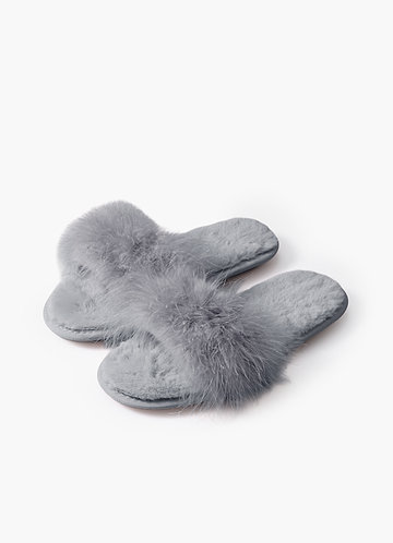 front Chaussons pelucheux à bandes croisées