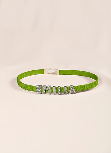 front Collier ras du cou en cuir avec nom personnalisé