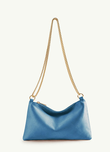 front Matching Color Metallic Satin Adjustable Shoulder Bag