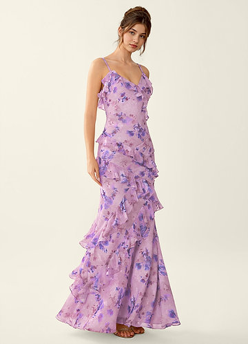 Rosabelle Violet Robe de bal sirène en dentelle à col V et dos nu image1