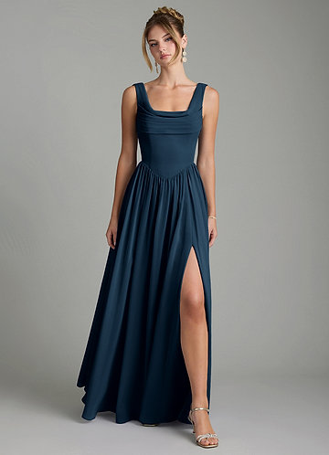 navy blue dresses Plus-Size Long Formal Prom Dress by La Femme Navy / 16W classic and empowering Alie Street Waterfall Dress Petite
