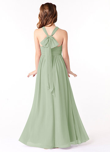 Azazie Jaylah Junior Dusty Sage A-Line Ruched Chiffon Dress image1
