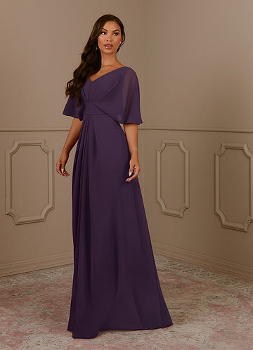 strapless open back dress Chiffon Long Lavender Mother of The Bride Dress V Neck Appliques US14W / Custom Color