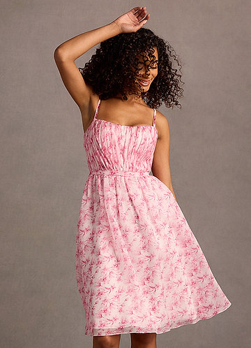 Kia Pink Floral Pleated Midi Dress image1