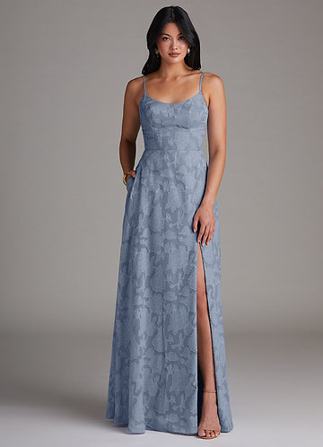 dusty blue floral dresses Arabella Tulle Maxi Dress — Dusty Blue Floral