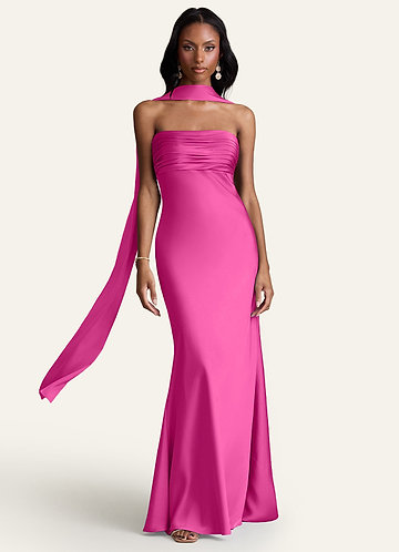 azazie barbie bridesmaid dress A-Line Floor Length Print Bridesmaid Dress COCOMELODY CB0705 main image 0
