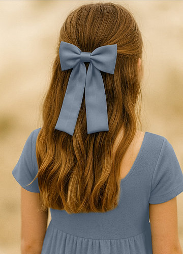 front Girls Satin Bow Hair Clip Set