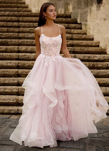 Mosaic Pink Ruffle Prom Dress image1