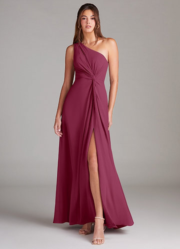 floor length pink bridesmaid dress Aldona Mulberry High-Neck Long-Sleeve Maxi Dress With Cape Sleeve – Club L  London main image 0