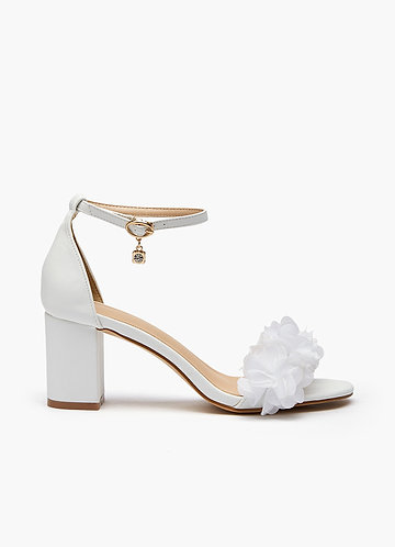 front 3D Floral Block-hak sandalen