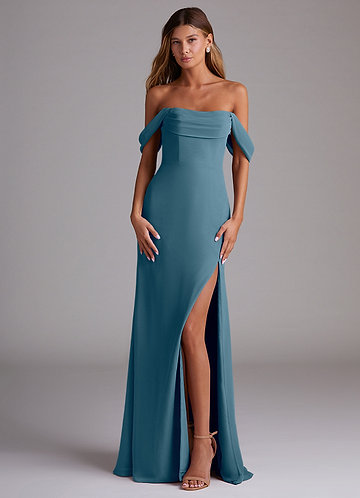 Azazie Saige Bridesmaid Dresses Bermuda A-Line Off the Shoulder Chiffon Convertible Dress image1 0