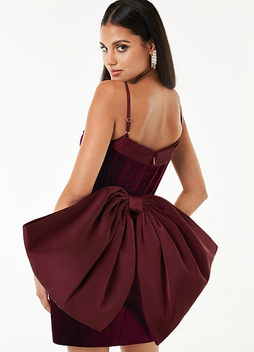 Joanna Wine Bow Mini Dress image1