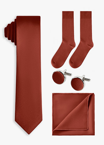 front Matching color 4-Piece Stretch Satin Skinny Tie Set