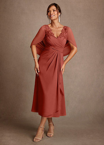 apple red mother of the bride dresses Bridesmaid Dresses Apple Red Mother Of The Bride Dresses Burgundy Lace Bodice Flare Sleeves Chiffon Bridesmaid