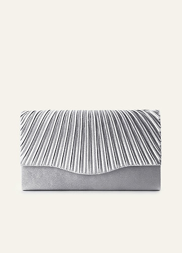 Matching Color Pleated Metallic Satin Envelope Clutch front