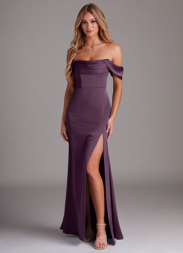 Dress Designs Bridesmaid Dresses In Plum Satin Best Wedding Maids