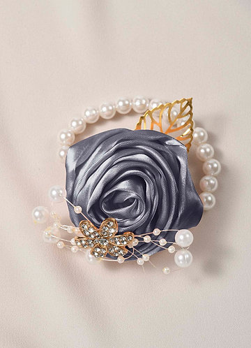 front Corsage de poignet de demoiselle d'honneur de couleur assortie avec bracelet de perles