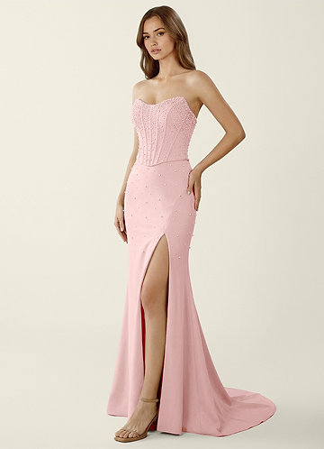 Danica Luz Rosa Vestido de baile de duas peças com espartilho e amarração nas costas image1