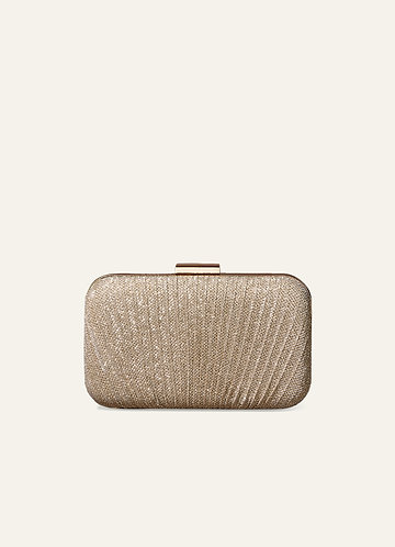 front Champagne Gloss Wrinkle Clutch Bag